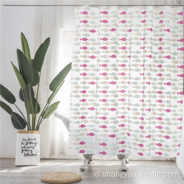 Kamar Mandi Kustom PEVA Shower Curtain Dicetak Ikan